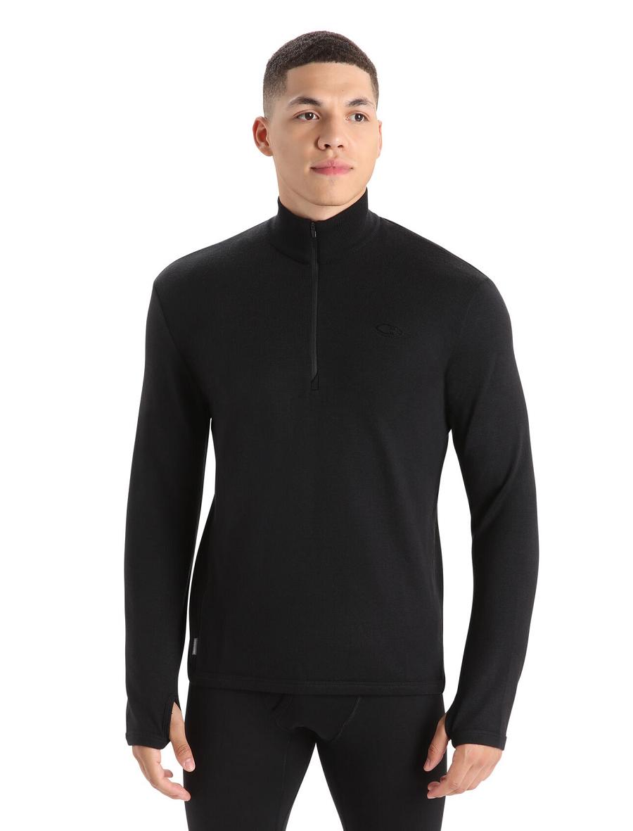 Icebreaker Merino Original Long Sleeve Half Zip Miesten Huppari Mustat | FI 1272KORI